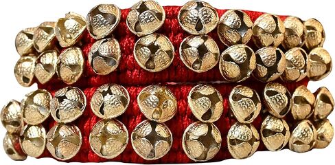 أجراس الكاحل MBI Bharatnatyam Ghungroo وkathak خلخال الرقص (Ghungroo) | معدات الرقص للآلات الموسيقية| خلخال الراقصين الكلاسيكيين الهنديين (صفين مبطنين باللون الأسود مع 40 جرس) in Saudi Arabia