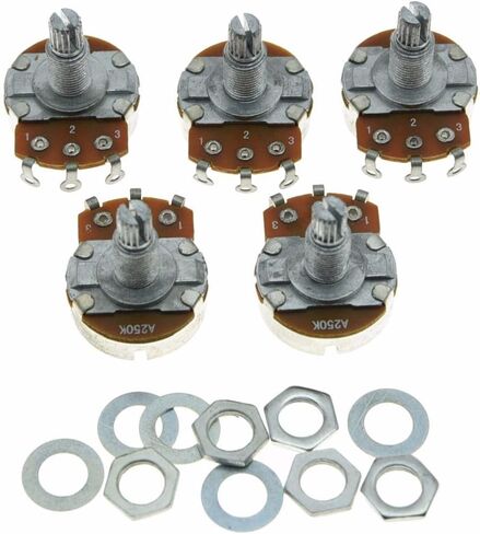 Dopro 5pcs Audio Guitar Pots Tone 250K Electric Guitar Large Pots 24mm Base with Short Split Shaft Guitar Potentiometer A250K in Saudi Arabia