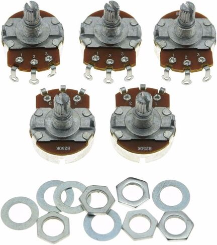 Dopro 5pcs Audio Guitar Pots Tone 250K Electric Guitar Large Pots 24mm Base with Short Split Shaft Guitar Potentiometer A250K in Saudi Arabia