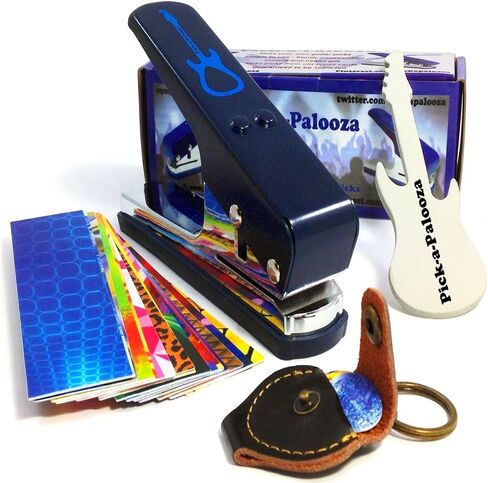 Pick-a-Palooza DIY Guitar Pick Punch Mega Gift Pack - the Premium Guitar Pick Maker - Includes Leather Key Chain Pick Holder, 15 Pick Strips and a Pick File - Black in Saudi Arabia