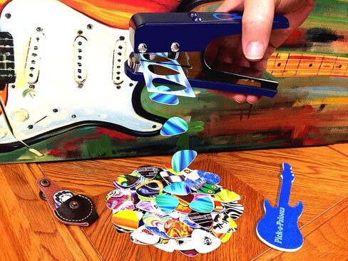 Pick-a-Palooza DIY Guitar Pick Punch Mega Gift Pack - the Premium Guitar Pick Maker - Includes Leather Key Chain Pick Holder, 15 Pick Strips and a Pick File - Black in Saudi Arabia