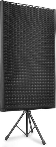 Pyle Sound Wall Panel Studio Foam-Acoustic Isolation Absorber Shield and Dampening Wedge with Height Adjustable, Includes Tripod Base Stand, 2 Pack PSIP24X2, Black in Saudi Arabia