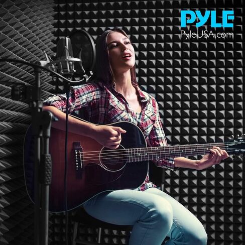 Pyle Sound Wall Panel Studio Foam-Acoustic Isolation Absorber Shield and Dampening Wedge with Height Adjustable, Includes Tripod Base Stand, 2 Pack PSIP24X2, Black in Saudi Arabia