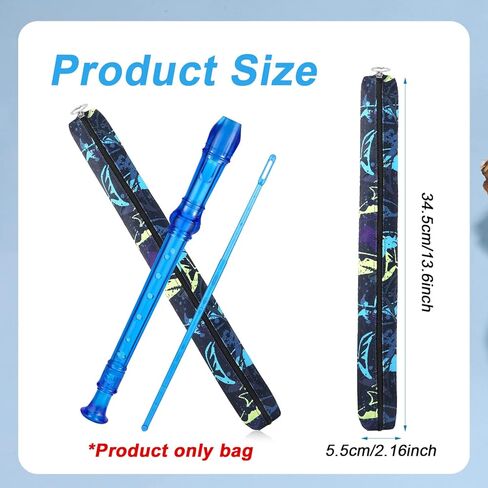 Flute Storage Bag, 13.8 Inch Long Zippered Flute and Piccolo Carry Bag Portable Washable Recorder Flute Case Bag for Vertical Flutes Recorders (Style 1) in Saudi Arabia