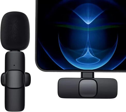 طية صدر ميكروفون لافالير لاسلكي احترافي لاجهزة اندرويد والتابلت بمنفذ USB-C - توصيل وتشغيل ميكروفون 2.4GHz لتسجيل الصوت والفيديو اثناء التنقل لليوتيوب وفيسبوك وتيك توك وفلوج والافلام القصيرة (اندرويد) in Kuwait