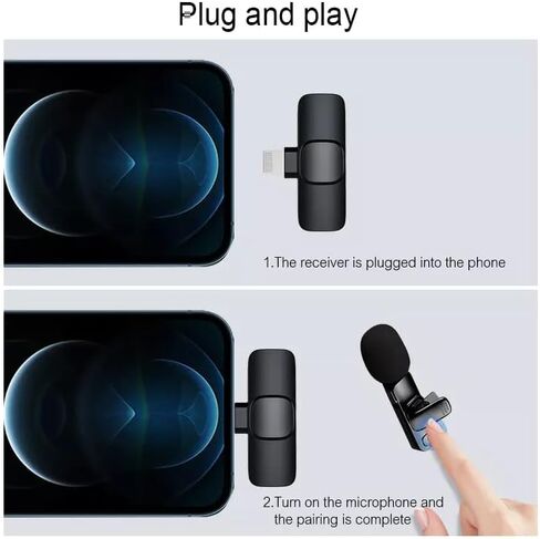 طية صدر ميكروفون لافالير لاسلكي احترافي لاجهزة اندرويد والتابلت بمنفذ USB-C - توصيل وتشغيل ميكروفون 2.4GHz لتسجيل الصوت والفيديو اثناء التنقل لليوتيوب وفيسبوك وتيك توك وفلوج والافلام القصيرة (اندرويد) in Kuwait