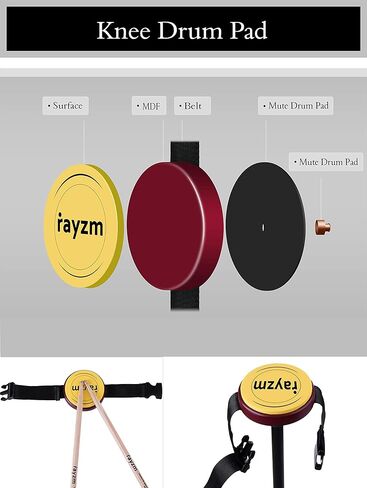 وسادة تدريب طبلة الركبة من Rayzm، وسادة طبلة محمولة على الساق مع ملمس طبلة حقيقي، وسادة سيليكون 4 بوصات (10.2 سم) - سريعة الاستجابة وهادئة، يمكن تركيبها على حامل طبلة قياسي 8 مم in Kuwait