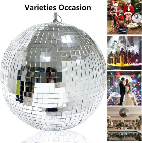كرة زجاجية عاكسة مقاس 12 انش من فويليكت (فضي) كرة ديسكو دي جيه للرقص ديكور المسرح المنزلي والحفلات وعرض النوافذ in Kuwait