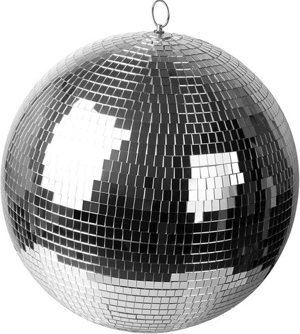 كرة ديسكو كبيرة مقاس 16 بوصة من GSD، كرة ديسكو مرآة زجاجية دوارة لتزيين الحفلات والعطلات، فضية، (كرة ديسكو × 1، مرآة بديلة × 15 قطعة) in Kuwait
