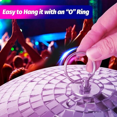 كرة ديسكو كبيرة مقاس 16 بوصة من GSD، كرة ديسكو مرآة زجاجية دوارة لتزيين الحفلات والعطلات، فضية، (كرة ديسكو × 1، مرآة بديلة × 15 قطعة) in Kuwait