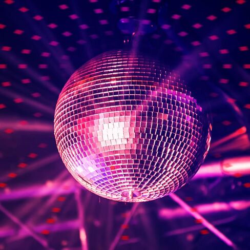 كرة ديسكو كبيرة مقاس 16 بوصة من GSD، كرة ديسكو مرآة زجاجية دوارة لتزيين الحفلات والعطلات، فضية، (كرة ديسكو × 1، مرآة بديلة × 15 قطعة) in Kuwait