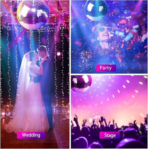 كرة ديسكو كبيرة مقاس 16 بوصة من GSD، كرة ديسكو مرآة زجاجية دوارة لتزيين الحفلات والعطلات، فضية، (كرة ديسكو × 1، مرآة بديلة × 15 قطعة) in Kuwait