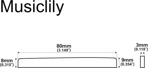 سرج على شكل عظمة جيتار كلاسيكي من Musiclily مكون من 6 أوتار، DJ-02 80x3x9 ملم (عبوة من قطعتين) in Kuwait