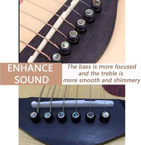 Cheerock 6pcs Acoustic Guitar Bridge Pins, Ebony Abalone Dot Acoustic Guitar String Pins with Guitar Pin Puller, Bridge Pins Replacement Parts for Acoustic Guitar in Saudi Arabia