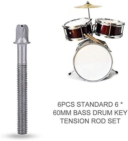 6Pcs Screw Rods, 60mm Drum Tight Screw Tension Rods Percussion Replacement Accessory in Saudi Arabia