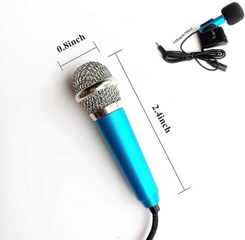 مايكروفون، معدات الميكروفون، الغناء الميكروفون، جودة صوت جميلة، توفير نوع صغير للفضاء، عملية الدمج المعدنية، موصل صوت 3.5 مم، مناسب لأجهزة الكمبيوتر المحمول، آيفون، هاتف أندرويد (أزرق) in Kuwait