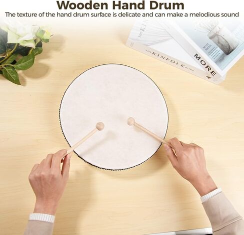 مجموعة طبول يدوية خشبية 10 انش 8 انش 6 انش الة قرع موسيقية تعليمية باطار خشبي مع عصي طبل لمستلزمات الحفلات المدرسية المنزلية - 3 قطع in Kuwait