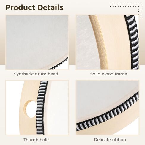 مجموعة طبول يدوية خشبية 10 انش 8 انش 6 انش الة قرع موسيقية تعليمية باطار خشبي مع عصي طبل لمستلزمات الحفلات المدرسية المنزلية - 3 قطع in Kuwait