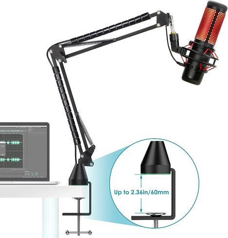YOUSHARES Mic Boom Arm for Blue Yeti Microphone, HyperX QuadCast Mic, Fifine, Rode, Shure, Razer and Most Microphones, Flexible Metal Mic Arm Stand Desk Mount with 5 Freely Adjustable Joints in Saudi Arabia