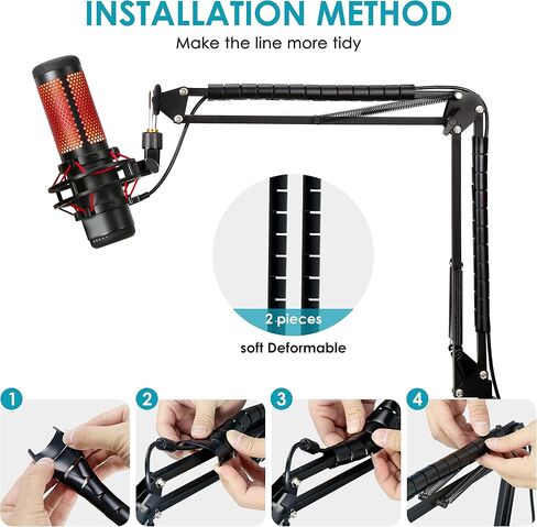 YOUSHARES Mic Boom Arm for Blue Yeti Microphone, HyperX QuadCast Mic, Fifine, Rode, Shure, Razer and Most Microphones, Flexible Metal Mic Arm Stand Desk Mount with 5 Freely Adjustable Joints in Saudi Arabia