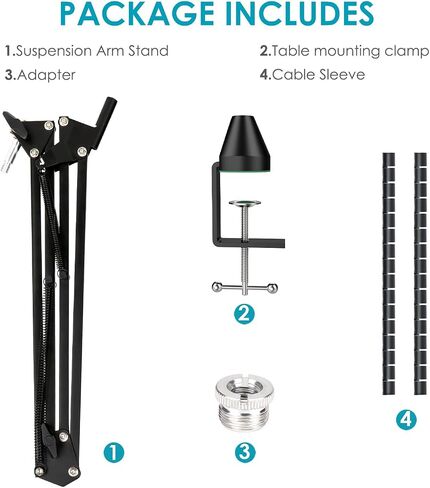 YOUSHARES Mic Boom Arm for Blue Yeti Microphone, HyperX QuadCast Mic, Fifine, Rode, Shure, Razer and Most Microphones, Flexible Metal Mic Arm Stand Desk Mount with 5 Freely Adjustable Joints in Saudi Arabia