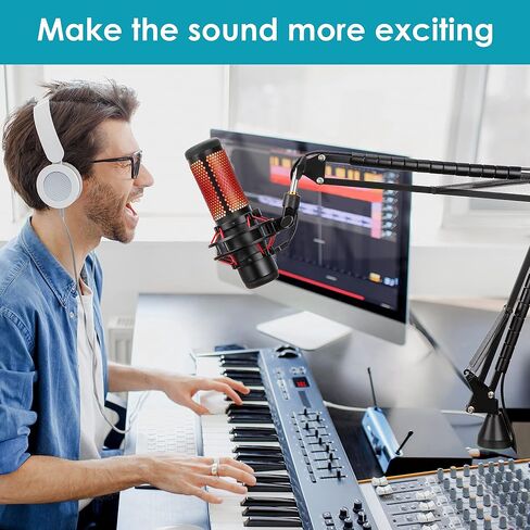 YOUSHARES Mic Boom Arm for Blue Yeti Microphone, HyperX QuadCast Mic, Fifine, Rode, Shure, Razer and Most Microphones, Flexible Metal Mic Arm Stand Desk Mount with 5 Freely Adjustable Joints in Saudi Arabia