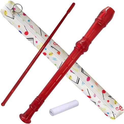 8 Hole German style Descant Soprano Recorder for Beginners, Kids recorder Music Flute with Gift Case Bag Cleaning Rod (Crystal Green) in Saudi Arabia