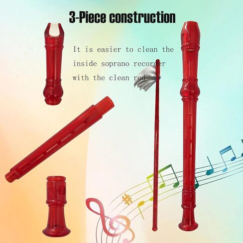 8 Hole German style Descant Soprano Recorder for Beginners, Kids recorder Music Flute with Gift Case Bag Cleaning Rod (Crystal Green) in Saudi Arabia