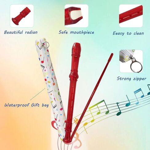 8 Hole German style Descant Soprano Recorder for Beginners, Kids recorder Music Flute with Gift Case Bag Cleaning Rod (Crystal Green) in Saudi Arabia