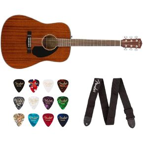 Fender CD-60S Dreadnought Acoustic Guitar (Walnut Fingerboard, All-Mahogany) Bundle with Fender Classic Celluloid Guitar Medium 12-Pack Picks 351 Shape and Fender 2" Guitar Straps in Saudi Arabia