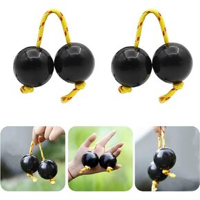 Aslatuas Rhythmic Ball Kashaka Instrument, 2 Pair ABS Kashaka Music Egg Shakers, Double Gourd, Easy to Play for Adults & Teenagers at Parties, Shows(Black)