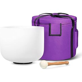 440HZ 8 Inch F Note Heart Chakra Frosted Quartz Crystal Singing Bowl Meditation Therapy Sound Healing Instrument Sound Bath Bowl with Carrying Bag in Kuwait