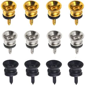12pcs Guitar Strap Locks, Metal End Pins with Mounting Screws For Electric Acoustic Guitar Bass Ukulele, Gold, Silver, Black in Saudi Arabia