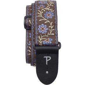 Perri’s Leathers Ltd. - Guitar Strap - Nylon - Jacquard – Floral - Brown/Blue - Adjustable - for Acoustic / Bass / Electric Guitars - Made in Canada (TWS-7072) in Saudi Arabia