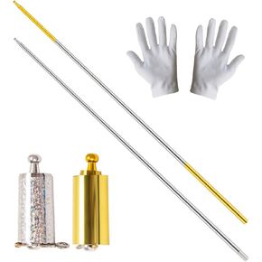 2 Pack Pocket Staff, Retractable Collapsible Bo Staff, Professional Magician Stage Street Magic Performance Magic Staff, Expandable Staff for Adults, Gifts and Magicians (Gold, Silver, 43.3Inch) in Saudi Arabia