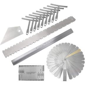 TUOREN 14pcs Guitar Luthier Tools Including 9 Understring Radius Gauge,Feeler Gauge, String Action Ruler Gauge Measuring Tool, Guitar Level Straight Edge Fret Rocker for Guitar Bass Setup Repair Tools in Saudi Arabia