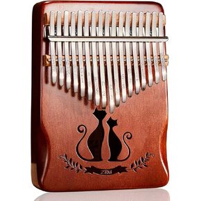 كاليمبا 17 مفتاحًا للبيانو الإبهام الفاخر من الماهوجني لمحبي القطط نمط بيانو الإصبع مقبض مبيرا المحمول هدية موسيقية ممتازة للأطفال والبالغين الهواة والمبتدئين (القهوة) in Kuwait