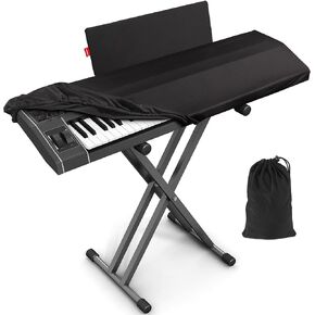 غطاء غبار للوحة مفاتيح البيانو Semmiro لـ 88 مفتاحًا، مع [غطاء إضافي] لحامل أوراق الموسيقى، غطاء بيانو رقمي/كهربائي من نسيج سباندكس قابل للتمدد، يتضمن حقيبة تخزين، مقاوم للغبار وقابل للغسل، أسود in Kuwait