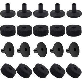 Set of Cymbal Stand Sleeves and Felts, 10pcs Black Standard Size Cymbals Stand Felt Pads, 10pcs Plastic Cymbal Sleeve, Cymbal Replacement Accessories in Saudi Arabia