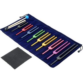 Solfeggio Tuning Fork Set for Healing, Vibration, Sound Therapy, 9 PCS Color Tuning Forks for with 2 PCS Silicone Hammers, Storage Bag(174Hz, 285Hz, 396Hz, 417Hz, 528Hz, 639Hz, 741Hz, 852Hz, 963Hz) in Saudi Arabia