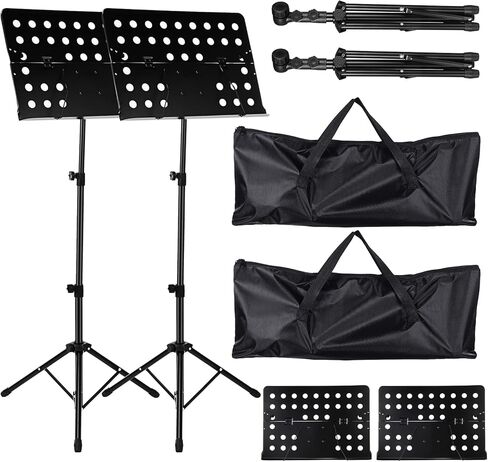 Fiada 2 حزمة قابلة للتعديل ورقة الموسيقى الوقوف المحمولة المهنية الموسيقى حامل الموسيقى مع حقيبة حمل ارتفاع قابل للتعديل ورقة الموسيقى الوقوف للطي حامل الموسيقى لأداء فعال in Kuwait