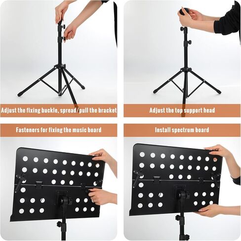 Fiada 2 حزمة قابلة للتعديل ورقة الموسيقى الوقوف المحمولة المهنية الموسيقى حامل الموسيقى مع حقيبة حمل ارتفاع قابل للتعديل ورقة الموسيقى الوقوف للطي حامل الموسيقى لأداء فعال in Kuwait