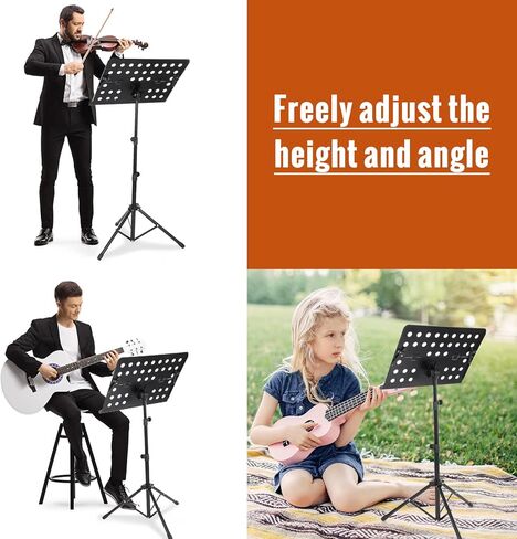 Fiada 2 حزمة قابلة للتعديل ورقة الموسيقى الوقوف المحمولة المهنية الموسيقى حامل الموسيقى مع حقيبة حمل ارتفاع قابل للتعديل ورقة الموسيقى الوقوف للطي حامل الموسيقى لأداء فعال in Kuwait