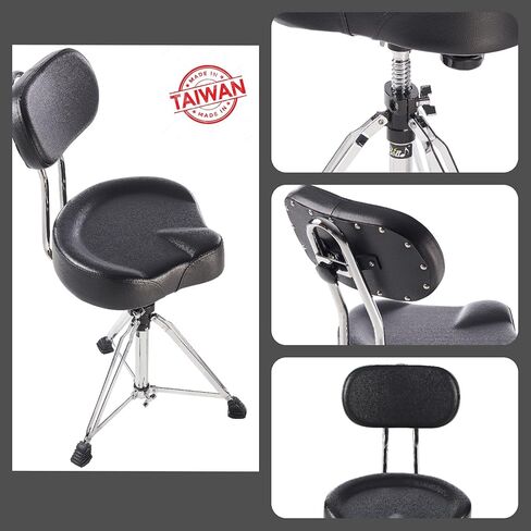 Boltd Drum Throne Made in Taiwan Adjustable Motorcycle Style with Large Backrest Seat Comfortable Drum Set Percussion Stool in Kuwait