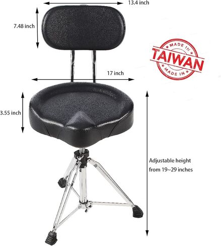 Boltd Drum Throne Made in Taiwan Adjustable Motorcycle Style with Large Backrest Seat Comfortable Drum Set Percussion Stool in Kuwait