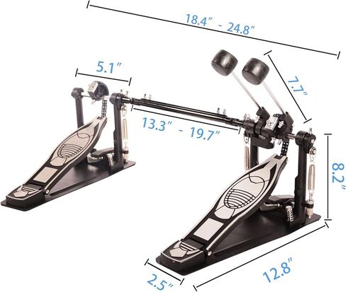 Double Bass Pedal,Two Chain Double Kick Drum Pedal,Bass Drum Pedal 2 way Beater Heads Heavy NO Slip in Kuwait