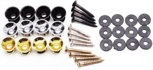12pcs Guitar Strap Locks, Metal End Pins with Mounting Screws For Electric Acoustic Guitar Bass Ukulele, Gold, Silver, Black in Saudi Arabia