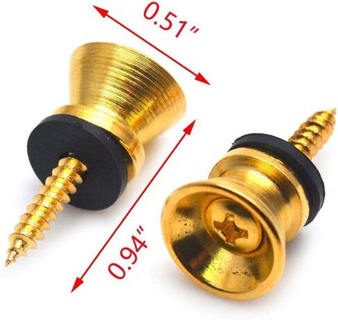 12pcs Guitar Strap Locks, Metal End Pins with Mounting Screws For Electric Acoustic Guitar Bass Ukulele, Gold, Silver, Black in Saudi Arabia