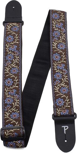Perri’s Leathers Ltd. - Guitar Strap - Nylon - Jacquard – Floral - Brown/Blue - Adjustable - for Acoustic / Bass / Electric Guitars - Made in Canada (TWS-7072) in Saudi Arabia