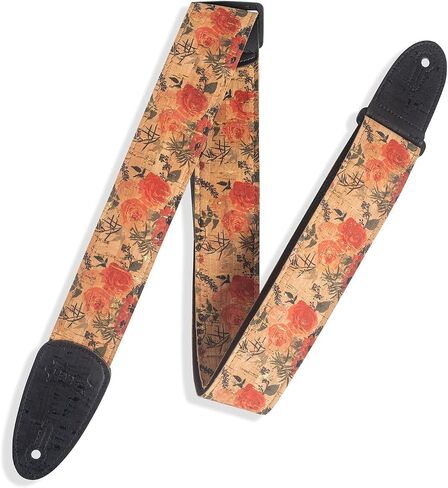 Levy's Leathers 2" Wide Vegan Friendly Natural Cork on Cotton Webbing Guitar Strap; Black (MX8-BLK) in Saudi Arabia